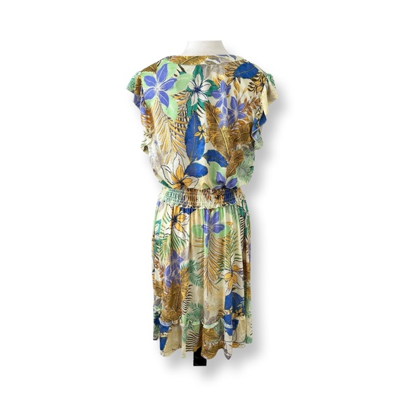 Figueroa & Flower Women's Multicolor Floral Midi Shirred Waist Dress NWT Size L - Picture 2 of 15